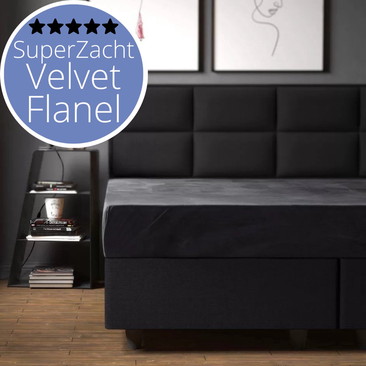 Sleeps Flanel Velvet Hoeslaken Antraciet Eenpersoons 90x200 cm - Hoogwaardige Kwaliteit - Fluweel Zacht & Heerlijk Warm