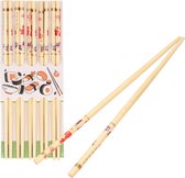 Concorde Sushi eetstokjes - 5x setjes - bamboe hout - kleurrijke print - 24 cm