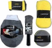 Dunlop Auto Was Set 9 stuks - Auto Schoonmaak Set - Incl. Handdoeken, Handschoen, Cirkelspons, Velgenborstel en Spons - Microvezel en Kunststof - Geel/Grijs