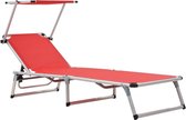 vidaXL - Ligbed - inklapbaar - met - dak - aluminium - en - textileen - rood