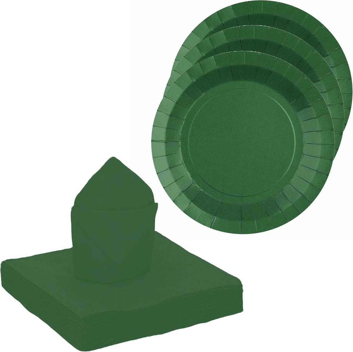 Santex feest/verjaardag servies set - 20x gebaksbordjes/25x servetten - donkergroen - karton