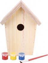 4x stuks DIY vogelhuisje schilderen 20 cm - Vogelhuisje/nestkastje inclusief verf - Hobby/knutselmateriaal