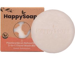 HappySoaps 3-in-1 Travel Wash Bar - Sweet Relaxation - Shampoo, Body Wash & Shaving Bar - 100% Plasticvrij en Natuurlijk - 40gr
