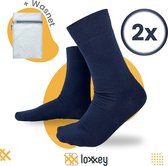 Loxxey® - Katoen - Herensokken - 2 Paar - Maat 39-42 - Donkerblauw