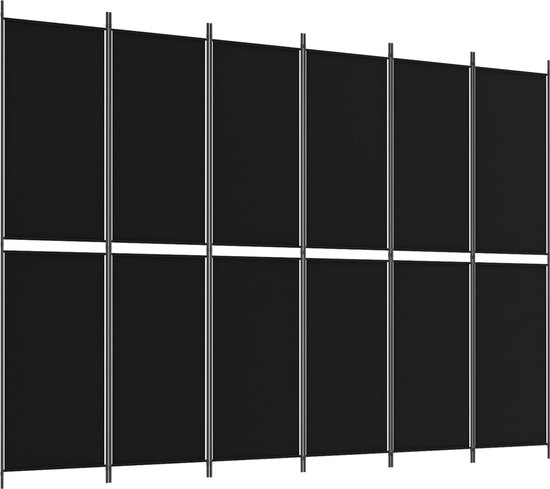 vidaXL - Kamerscherm - met - 6 - panelen - 300x220 - cm - stof - zwart