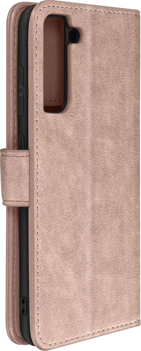 Geschikt voor Samsung Galaxy S21 FE Bookcover Video Support Functie champagne