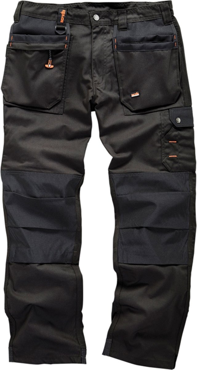 Scruffs Robuuste werkbroek - normale pasvorm - schuurbestendige kniezakken - zwart - maat 54