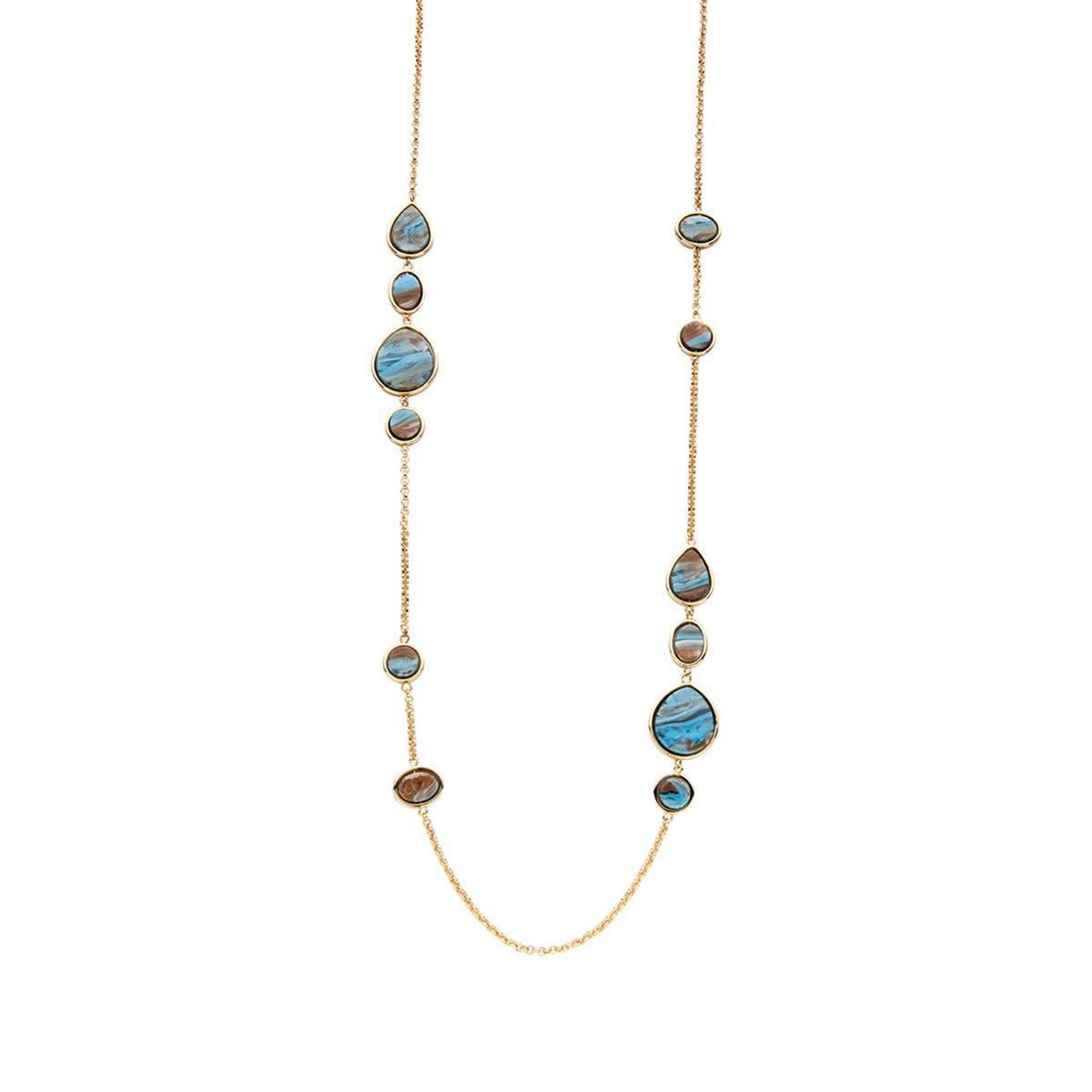 Les Cordes - Halsketting - Collier - KENZIELANG - Kleur Blauw - Metaal - Sieraad Dames - Juwelen - Statement ketting