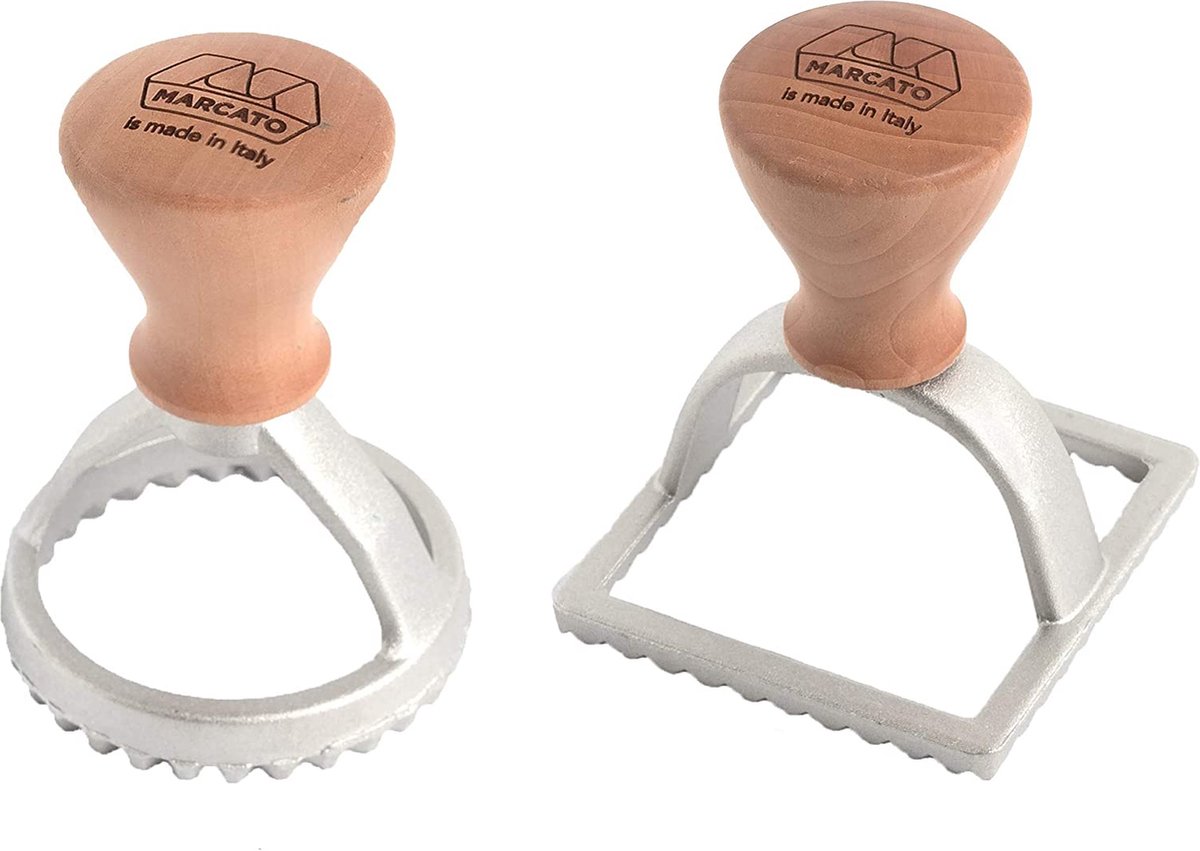Marcato Set Raviolè, ronde uitsteekvorm 58 mm + vierkante uitsteekvorm 58 mm