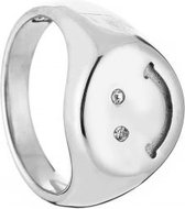 Michelle Bijoux Ring Zegel Smiley Witte Stenen Goud of Zilver JE13718 (MAAT 16-18mm)