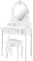 Table de maquillage / coiffeuse Julia - Blanc - avec miroir