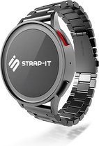 Strap-it Stalen schakel smartwatch bandje - geschikt voor Samsung Galaxy Watch Active / Active2 40 & 44mm / Galaxy Watch 3 41mm / Galaxy Watch 1 42mm / Gear Sport - donkergrijs