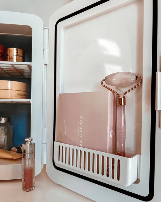 Flamingueo Mini Fridge 10L - Small Refrigerator 12V/220V, Cosmetic Refrigerator, Hot and Cold Function, Skincare Fridge, Mini Fridge Bedroom