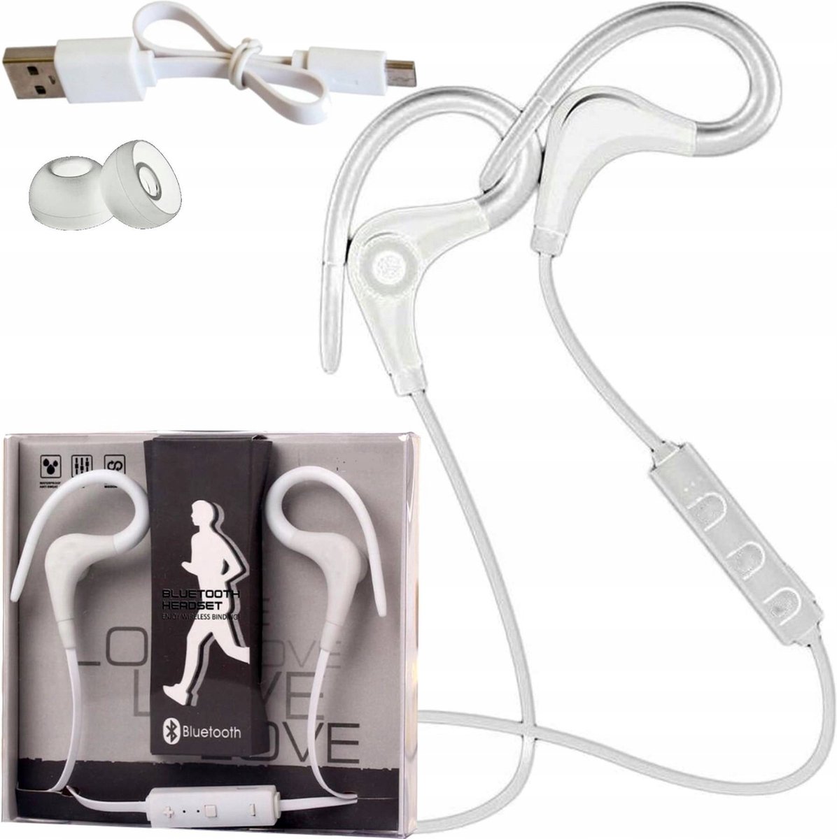 Hardloop Oortjes - Bluetooth Oortjes - Wit - Oplaadbaar - Perfect voor tijdens het Sporten - Hardlopen - Draadloze Oortjes - Hoofdtelefoon - In Ear Sport Oordopjes - Oordopjes