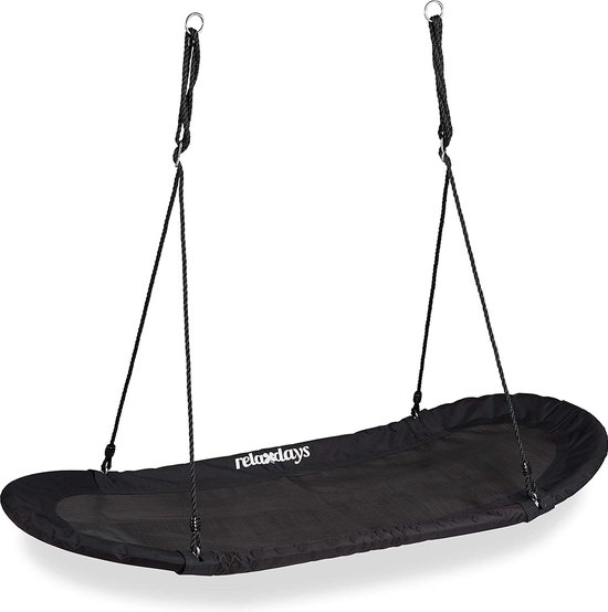 Relaxdays Nestschommel ronde schommel 80 cm kinderschommel buiten geel