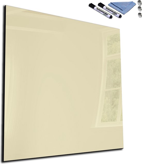 Designglas Magneetbord - Glas - Whiteboard - Memobord - Magnetisch -  50x50cm - Beige -... | bol.com