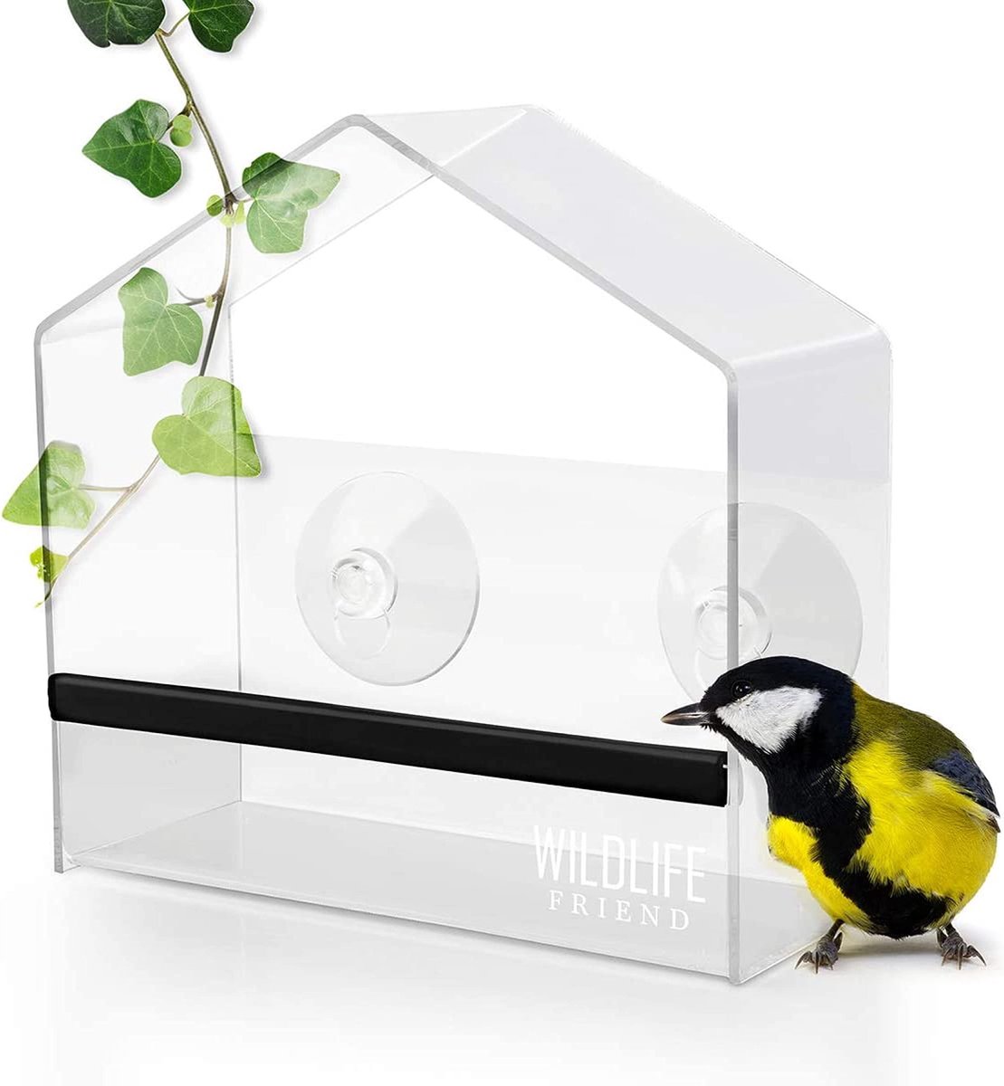 Mangeoire transparente en acrylique pour oiseaux avec cage à