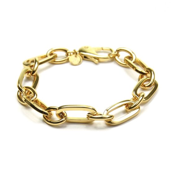 Armband Romana Goud | 18 karaat gouden plating | Messing | Schakelarmband - 22 cm verstelbaar de sluiting past in alle schakels | Buddha Ibiza
