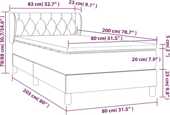 vidaXL-Boxspring-avec-matelas-tissu-noir-80x200-cm