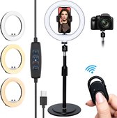 LURK® Ringlamp set 8 inch LED - Met statief | Smartphone houder & microfoon | Universeel & verstelbaar | Selfie Ringlight voor Telefoon | Ring Light | Geschikt voor Iphone & Samsung