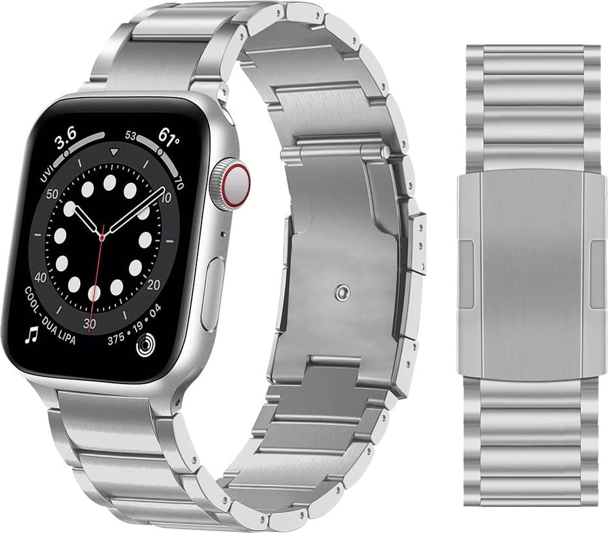 By Qubix - Titanium schakelband - Zilver - Geschikt voor Apple watch 38mm / 40mm / 41mm / 42mm
