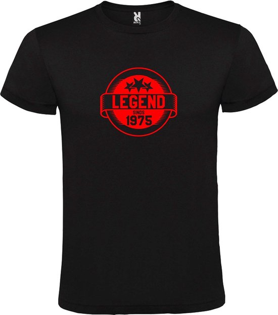 Zwart T-Shirt met “Legend sinds 1975 “ Afbeelding Rood Size XXXXL