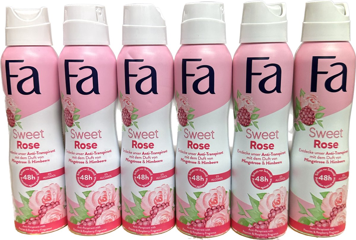 Goedkoopste Fa Deo Spray Sweet Rose - Voordeelverpakking 6 x 150 ml