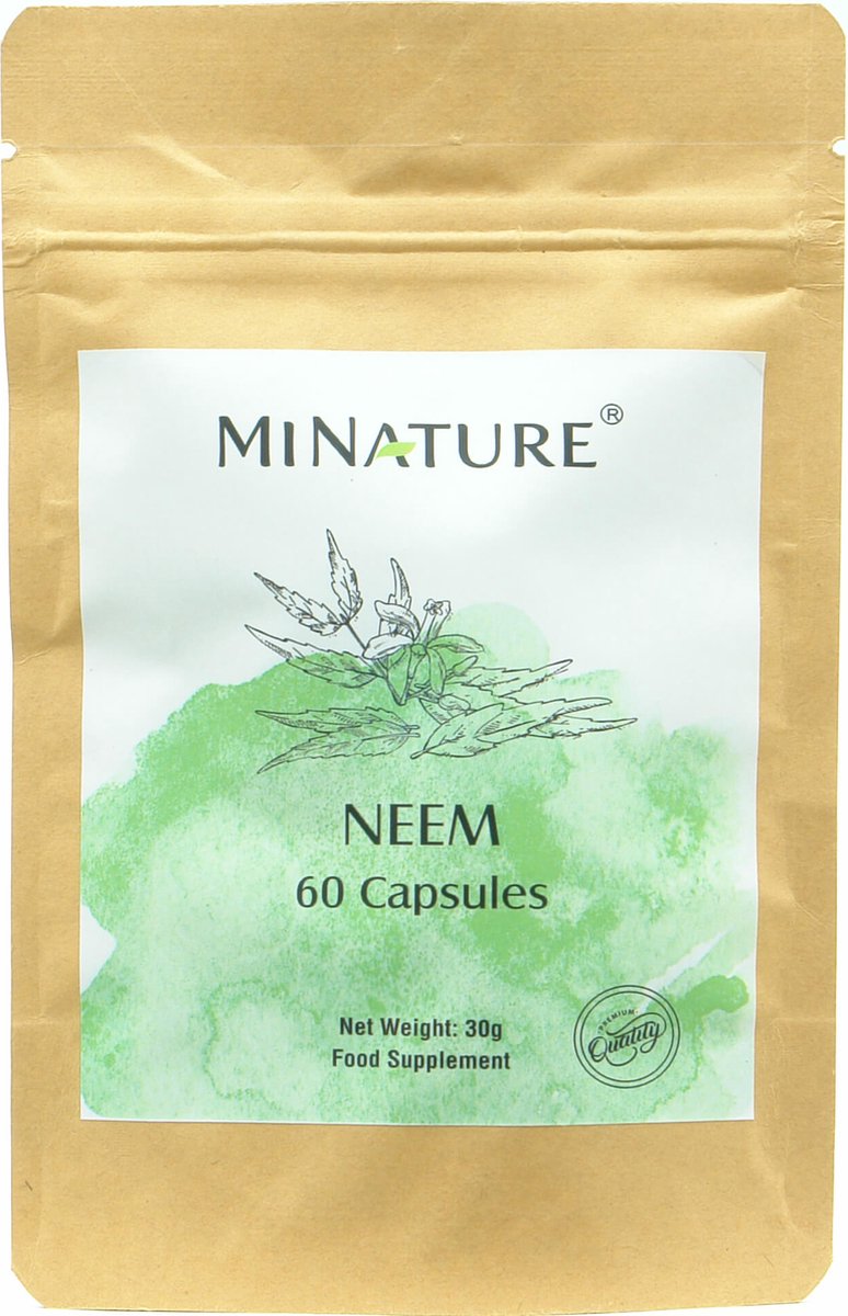 Goedkoopste Neem Capsules 60 stuks - 450mg Neempoeder van Azadirachta Indica Bladeren per Vega Capsule - 100 Plantaardig