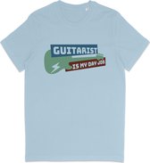 Heren Dames Gitaar T Shirt - Blauw - Maat XL