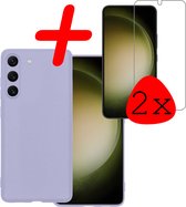 Coque Samsung Galaxy S23 Plus Coque Arrière en Siliconen avec 2x Protecteur d'écran - Coque Samsung Galaxy S23 Plus Coque en Silicone - Lilas