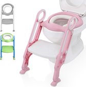 LifeGoods WC Verkleiner met Trapje - Toilettrainer met Opstapje - Potje peuter - 2 tot 7 Jaar - Roze/Wit