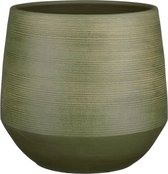 Mica Decorations - Cache-pot/pot de fleur - terre cuite - relief vert foncé - D30/H28 cm