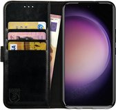 Rosso Element Book Case Wallet Hoesje Geschikt voor Samsung Galaxy S23 Plus | Portemonnee | 3 Pasjes | Magneetsluiting | Stand Functie | Zwart