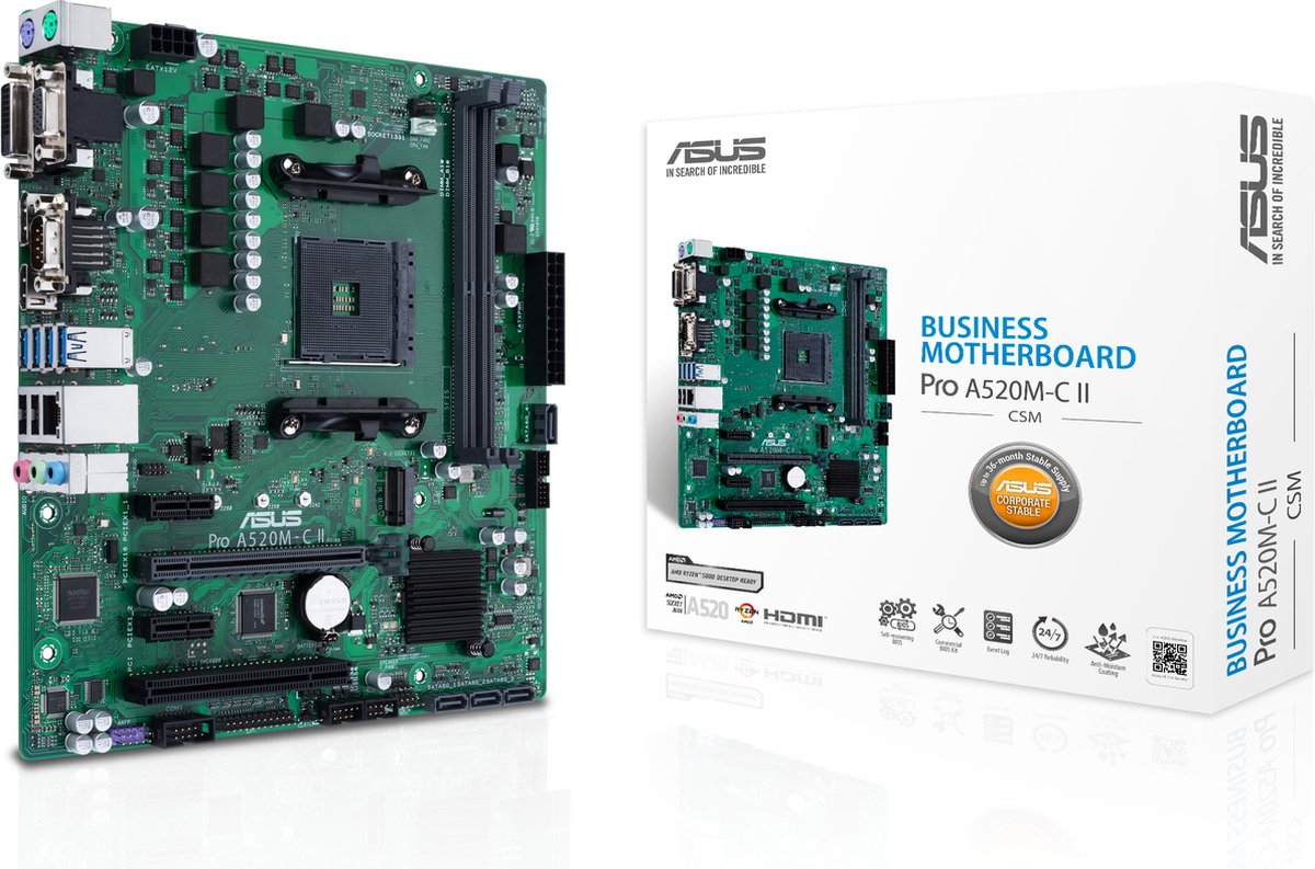 ASUS PRO A520M-C II/CSM AMD A520 Socket AM4 micro ATX