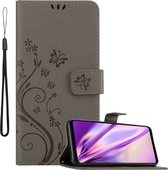 Cadorabo Hoesje geschikt voor Asus ROG Phone 5 in BLOEMEN GRIJS - Beschermhoes in bloemmotief met magnetische sluiting, standfunctie en kaartsleuven Book Case Cover Etui