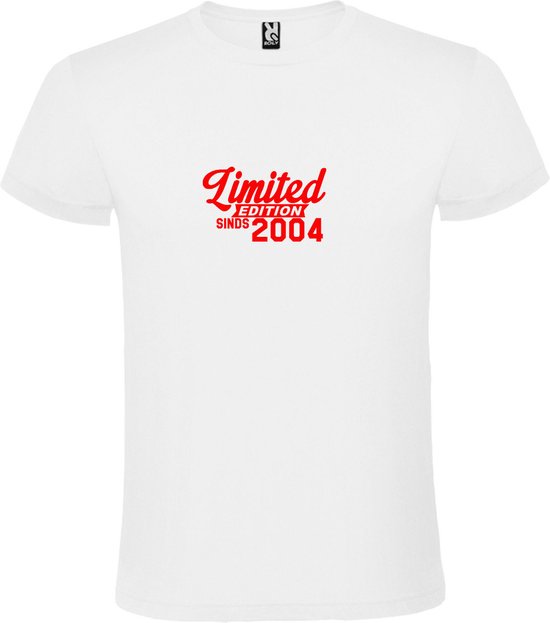 Wit T-Shirt met “Limited sinds 2004 “ Afbeelding Rood Size XXXXL