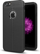 Cadorabo Hoesje geschikt voor Apple iPhone 6 / 6S in Diep Zwart - Beschermhoes gemaakt van TPU siliconen met edel kunstleder applicatie Case Cover Etui