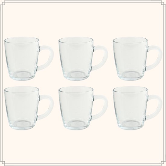 OTIX Theeglazen met Oor - 6 stuks - Theetassen - Theemok - 340ml - Glas - Latte Macchiato - Glazen - OTIX