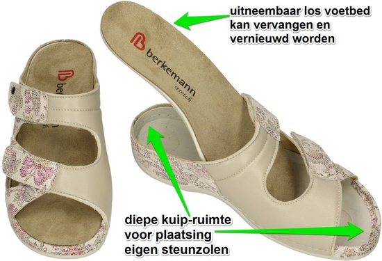 Berkemann -Dames - off-white/ecru/parel - slippers & muiltjes - maat 36.5