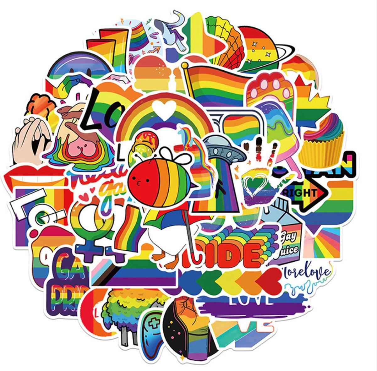Daily Essentialz Gay Stickers - Regenboog Stickers - LGBTQ - Pride - Regenboog Vlag - Gay Pride - Pride Pin - Regenboog - Stickers Volwassenen - Skate stickers - Skateboard Stickers - 50 stuks — afbeelding 3