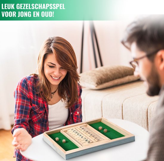 Shut The Box - 2 Spelers - Groen - Dobbelspel - Drankspel - Rekenspel van Playfield. — afbeelding 4