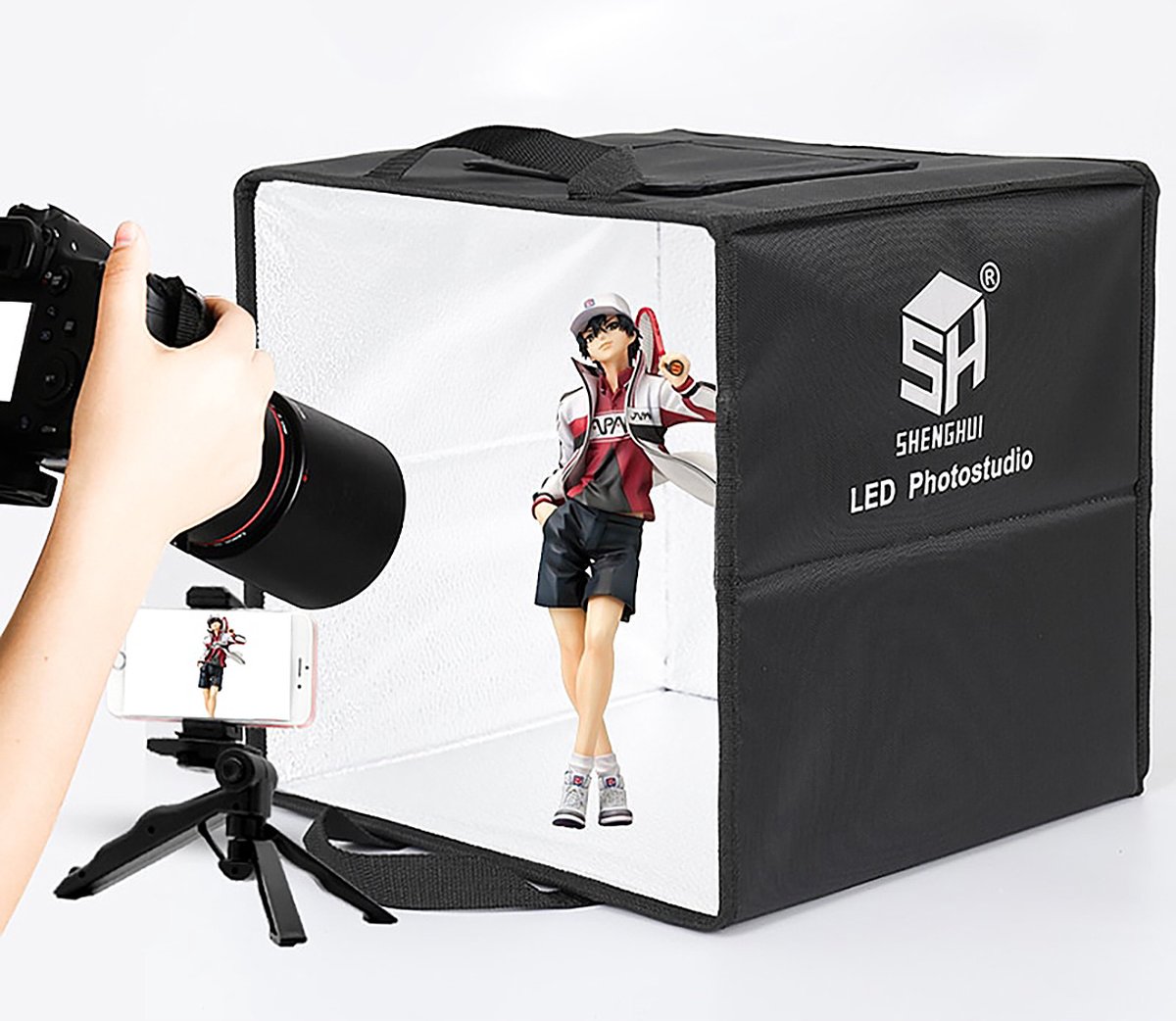 SH Fotostudio – Fotobox Met Draagtas – Met 128 Lampkralen – 30CM – Hoge Kwaliteit Box – 3 Soorten Licht