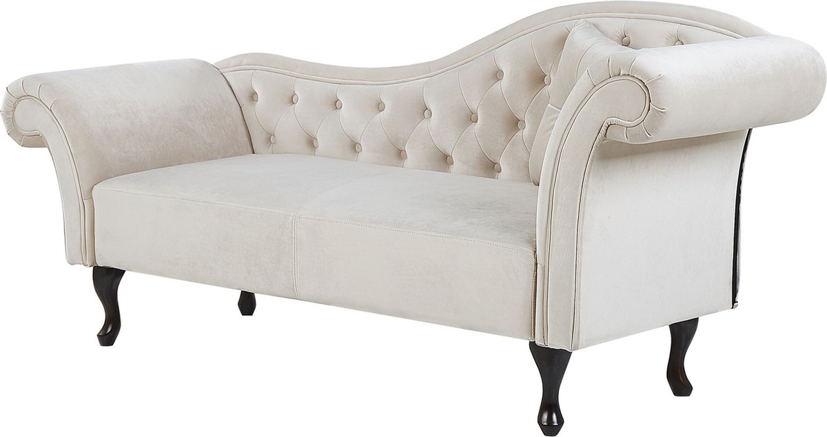 BELIANI LATTES - Chaise longue - Beige - Rechterzijde - Fluweel