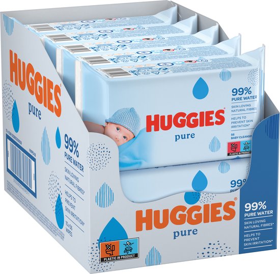 Lingettes bébé Huggies - Pure - 99% d'eau pure - 56 lingettes x 18 paquets