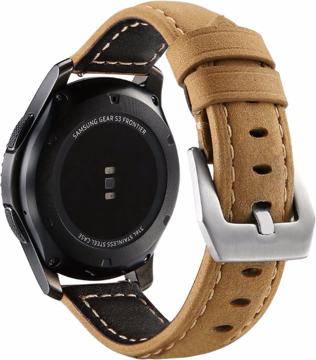 Smartwatch bandje leer - geschikt voor Fossil Gen 5 / Gen 5e 44mm / Gen 6 44mm - beige