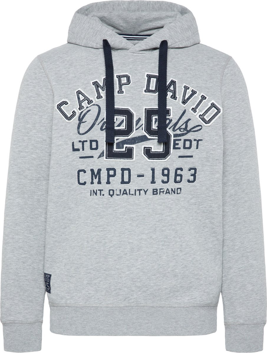 Camp David retro sweatshirt met capuchon, grijs (M)