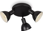 BRILONER - Plafondlamp spot vintage draaibaar 3xE14 25W zwart Ø19cm