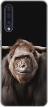 Geschikt voor Samsung Galaxy A50 hoesje - Aap - Schotse hooglander - Zwart - Siliconen Telefoonhoesje