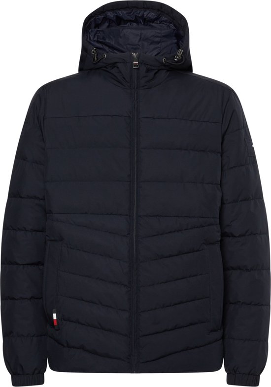 Tommy Hilfiger - Heren Jas winter Branded Hooded Jacket - Blauw - Maat L