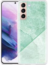 Hoesje Geschikt voor Samsung Galaxy S21 Green Marble